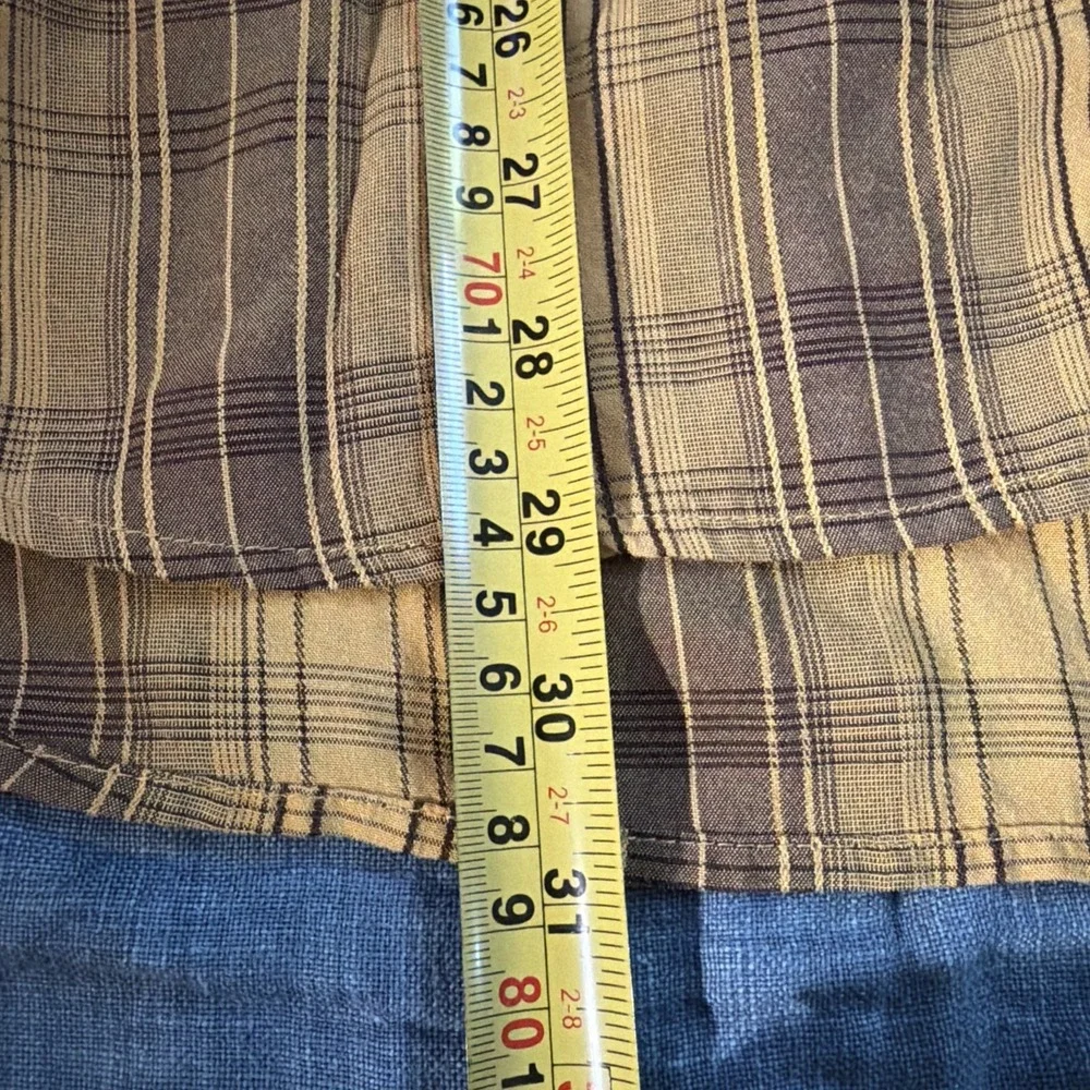 The North Face Mens Large Mustard Brown Plaid Short Sleeve Button Up Shirt